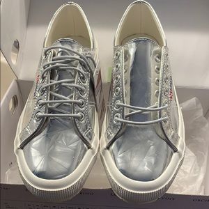 Superga women’s sneakers Silver metallic shiny 8